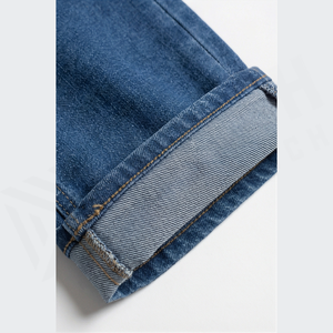 Jean en denim délavé coupe droite pour homme, coupe slim, taille mi-haute, en coton, style décontracté automne - Product Image 6