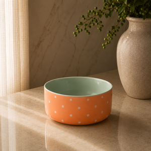 Premium Hand Painted Ceramic Serving Bowl Modern Polka Dot Design Deep Glazed Finish for Contemporary Kitchen Styling - Product Image 1