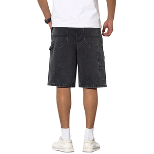 Shorts en jean noir pour homme, coupe ample, longueur genou, style streetwear décontracté, cinq poches, 100% coton, ODM, mode estivale, délavé, respirant - Product Image 2