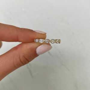 Pear Cut Lab Grown Diamond Stackable <b>Ring</b> 14k Solid Gold Bezel Set 3 mm Minimalist Solitaire <b>Dainty</b> Full Eternity Wedding Band - Product Image 3