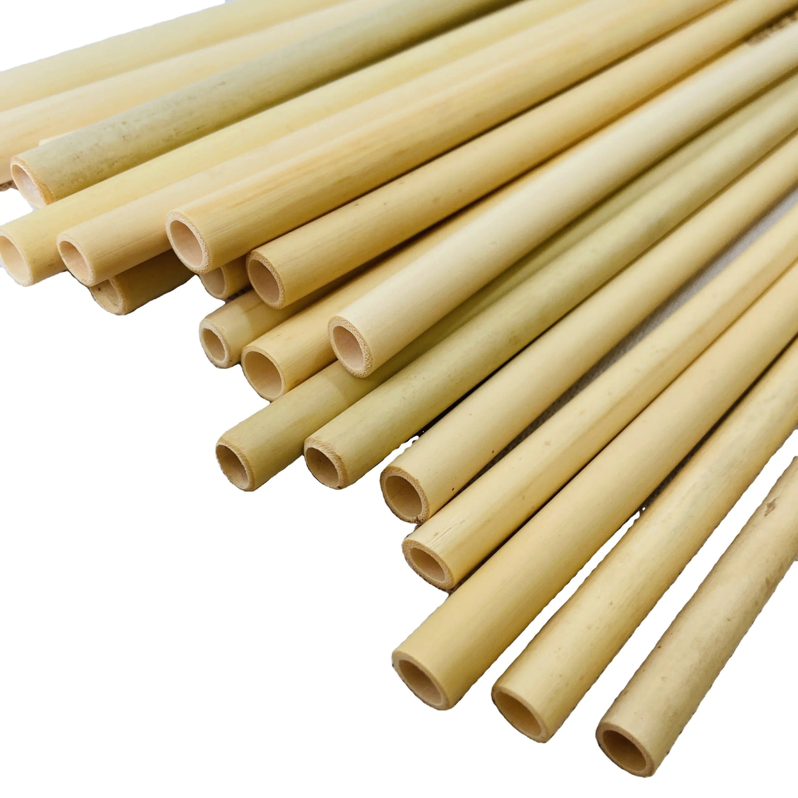 Pajita de bambú reutilizable para beber, juego de paja de bambú con bolsa de tela, Pajita desechable