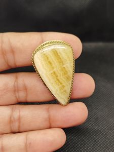 Nueva Llegada: Cabujón de Ágata Amarilla con Ranuras de Latón, Cristal Curativo Increíble, Gema Suelta para Joyería - Product Image 3