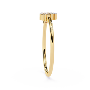 แหวนเพชรทรงมาร์คีส์สำหรับผู้หญิง ประดับด้วยเพชรทรงกลม ทองคำแท้ 14k สีเหลืองทอง สไตล์คลาสสิกสำหรับงานหมั้น - Product Image 3