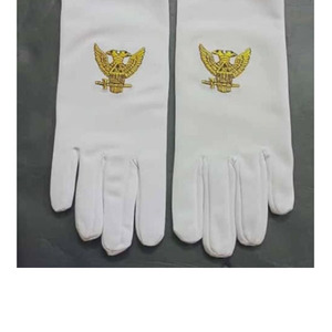 Masonic Regalia 32 Degree Machine Embroidered Cotton Gloves Pair Embroidery 4 logos make it designs and style Hot Sales 2026 - Product Image 1