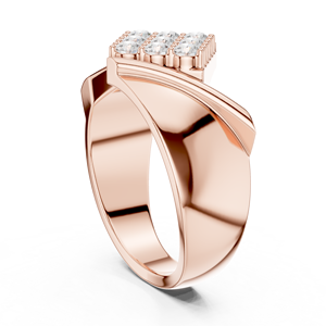 Rose Gold Round Lab Grown <b>Diamond</b> Cluster Signet <b>Ring</b> for Men Wedding Anniversary Fine Jewelry - Product Image 3
