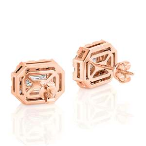 Pendientes de Oro Blanco de 10K con Diamante Cultivado en Laboratorio Certificado por IGI, Corte Esmeralda, Halo, Clásicos, Minimalistas, Elegantes, Joyería Fina, Regalo - Product Image 3