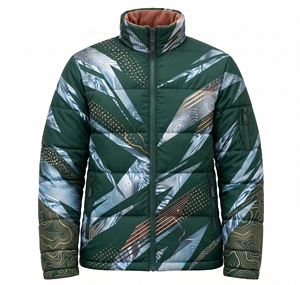 custom unisex sublimated puffer jacket winter warm green orange geometric print <b>bubble</b> <b>coat</b> windproof padded street outwear <b>coat</b> - Product Image 6
