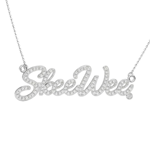 สร้อยคอ AKAPave Skeewee Script สำหรับผู้หญิง ดีไซน์หรูหรา สีทอง ประดับคริสตัลรูปตัวอักษร สร้อยคอแฟชั่น เครื่องประดับหรูหรา - Product Image 1