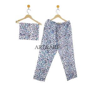 Vintage Classic Casual Women's Summer Pajama <b>Set</b> Three-Piece Floral Pattern 100% Cotton Eco-Friendly Button for Wear Wholesale - Product Image 3