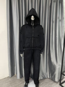 En gros, Ensemble sweat à capuche et pantalon de survêtement pour homme, uni, délavé à l'acide, coupe évasée, style vintage, 100% Coton, Anti-bactérien, Coupe-vent, Respirant, Hiver - Product Image 2