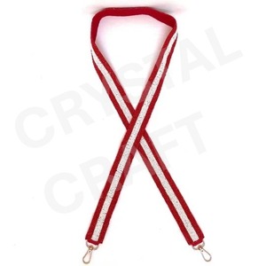 CRYSTAL CRAFT Sangle de sac à main vintage perlée rouge réglable avec crochets métalliques écologiques - Product Image 2