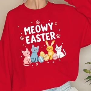 MEOWY PASCUA con gatos y huevos sudaderas de mujer - Product Image 3