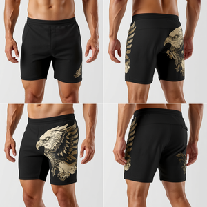 Pantalones Cortos con Estampado Gráfico de Águila Vintage a Precio de Mayoreo, Ropa Deportiva Informal para Hombre - Product Image 3