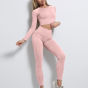 gym Solid yoga set Front Logo yoga <b>exercise</b> set Women's pajamas 2-Piece Yoga Set with Leggings and Top yoga - Product Image 3