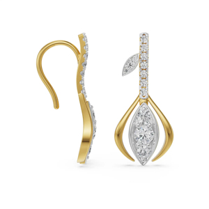 Women's 18K Gold Diamond Drop <b>Earrings</b> Marquise Cut Luxury <b>Wedding</b> Jewelry Plant Shape - Product Image 3