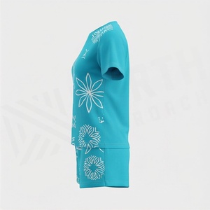 Conjunto de 2 Piezas para Mujer, Camiseta de Manga Corta y Pantalones Cortos con Estampado Floral, Cuello Redondo, Casual, por Encima de la Rodilla, Corte Regular, para Primavera/Verano - Product Image 3