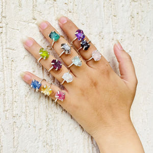 Factory Wholesale Natural Raw Ruby July Birthstone Open Adjustable <b>Ring</b> 925 Sterling Silver Prong Setting <b>Ring</b> Statement <b>Ring</b> - Product Image 3