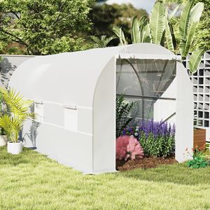 15x7x7 High Tunnel Greenhouse Eco-Friendly <b>Planting</b> Garden with 6 Roll-up Windows and Roll Door 140 GSM PE Cover Steel <b>Frame</b> - Product Image 2