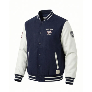 High Quality College Team <b>Jackets</b> Athletic Team Uniform Custom Embroidery Contrast Sleeve Varsity <b>Jacket</b> Snap Button Bomber Coat - Product Image 2