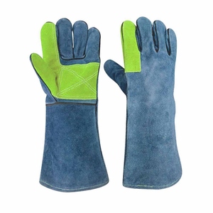 Gants de soudage en cuir de vachette pleine fleur résistants à la chaleur et aux étincelles, robustes pour la lutte contre les incendies, la construction et le barbecue - Product Image 4