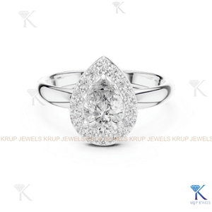 แหวนเพชรทรงลูกแพร์แบบ Halo ประดับเพชร CVD ที่เพาะเลี้ยงในห้องปฏิบัติการ KRUP JEWELS KJ 84 ตัวเรือนทองคำแท้ 14K พร้อมใบรับรอง IGI - Product Image 5