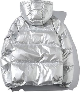 Custom <b>Men</b> Plain Hooded Glossy Shiny Puffer <b>Jacket</b> High Quality Quilted Puffer <b>Jacket</b> Winter Warm Outwear Thick Down Coat <b>Jacket</b> - Product Image 4