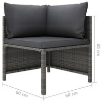 Graues Polyrattan-Eckgartensofa mit Kissen Gartenmöbel Zeitgenössisches Design