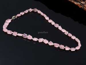 Collar de Cuentas de Cuarzo Rosa Facetado AAA, Joyería Artesanal de Piedras Preciosas de Cuarzo Rosa, Elegante Collar de Piedra de Nacimiento de Mayo - Product Image 2