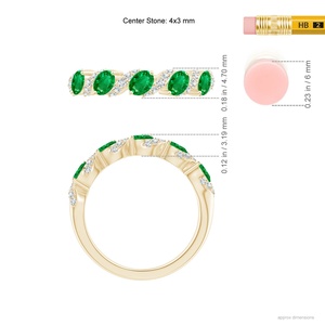Anillo de Oro Sólido de 14K con Corte Ovalado, Cinco Piedras de Esmeralda Verde Natural y Diamantes, Joyería Fina de Alta Calidad, Anillo de Media Eternidad - Product Image 6