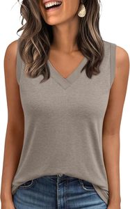 Camiseta de verano para mujer, transpirable, mezcla de lino, cuello en V, corte holgado, ligera, ropa de playa, informal. - Product Image 2