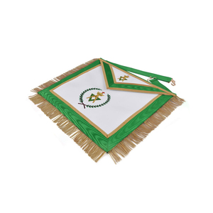 Tablier Maçonnique Haut de Gamme AMD Sovereign Master en Satin Vert avec Franges Dorées et Broderies – Réplique Personnalisée du Tablier Sovereign pour Loge Maçonnique - Product Image 3