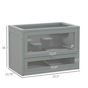 Criceto grigio a 2 livelli casa apribile Top e porta con mensola e scala Design salvaspazio per animali domestici - Product Image 3