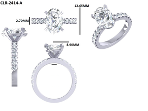 Anillo de Compromiso con Diamante Cultivado en Laboratorio de Corte Ovalado de 4.20 Ct, Oro Blanco Sólido de 14K, Joyería Clásica Única, Anillo de Boda para Mujer - Product Image 6