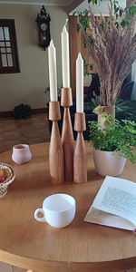 Wooden candle holder Home table decoration <b>Set</b> of 3 candle holder rustic wedding gift tealight pillar candle holder - Product Image 5