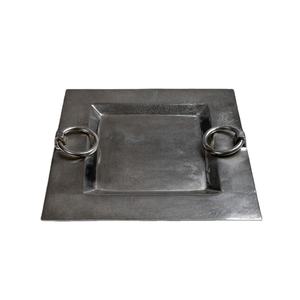 Plateau carré grand format pour la restauration, plateaux décoratifs avec poignées annulaires, plateaux métalliques de qualité alimentaire, fournitures pour événements - Product Image 1