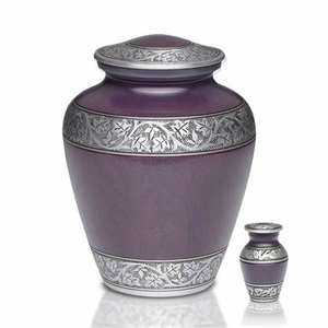 Urne funéraire noire avec bandes florales argentées, urne commémorative en métal pour cendres humaines, design floral noir et argenté orné - Product Image 5