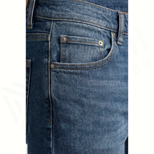 Jean en denim délavé coupe droite slim pour homme, taille haute, en coton, style décontracté automne - Product Image 5