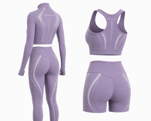 Ropa Deportiva al por Mayor, Conjunto de Yoga de 2 Piezas para Mujer, Sólido, Transpirable, de Secado Rápido, Ecológico, Ligero, Spandex/Nailon - Product Image 4