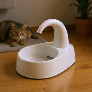 Fontaine à jet incurvée blanche 2,5 L, gamelle d'eau pour animaux de compagnie, chats et chiens - Product Image 3