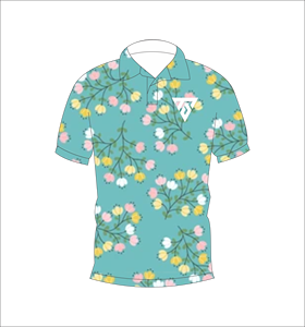 Camisa polo con estampado floral azul cielo para hombre, camiseta de golf informal de manga corta a la moda de verano - Product Image 4