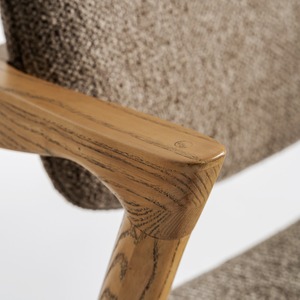 Chaise de salle à manger d'hôtel moderne, fauteuil rembourré en tissu bouclé avec structure en bois pour mobilier de restaurant - Product Image 5