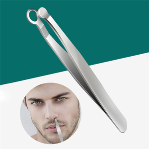 Easy Cut Stainless Steel <b>Long</b> Needle Round Head <b>Nose</b> Hair Tweezers for Men - Product Image 2