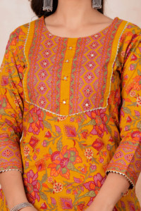 Traje Kurti Pantalón Estilo Indio con Estampado Floral y Dupatta – Atuendo Cómodo para Uso Diario - Product Image 4