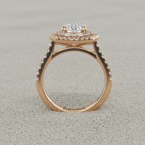 แหวนหมั้นทรงแปดเหลี่ยมประดับเพชรบาแกตต์และเพชรกลมสองวง ชุบทองคำสีกุหลาบ - Product Image 3