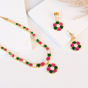 Handmade REmerald & Pearls <b>Necklace</b> Set Bridal Wedding <b>Necklace</b> Jewelry <b>Statement</b> Long <b>Necklace</b> At Factory Price - Product Image 2