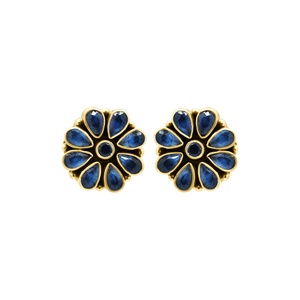 925 Sterling <b>Silver</b> Handmade Floral Stud <b>Earrings</b> Natural <b>Blue</b> Gemstone Gold Plated Cute Wedding Party Style Wholesale - Product Image 2