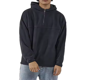 Men's Hooded Fleece Sweatshirt Full Sleeve <b>Zipper</b> Closure Solid Color Loose Fit All Seasons Casual <b>Top</b> - Product Image 3