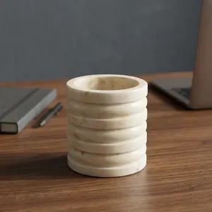 Vase rond en marbre pour table, décoration intérieure minimaliste, salon, durable, toutes saisons - Product Image 6
