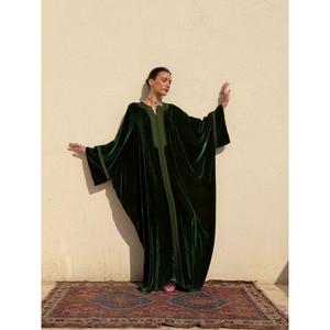 Long Silk <b>Kaftan</b> Printed Multicoloured Features High Stand Collar Contrasting Sfifa Handmade Buttons Fastening Through - Product Image 1