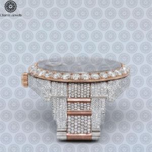 Charm Jewells Luxury Women's Stainless Steel Diamond <b>Watch</b> Analog Dial Sapphire Crystal Round Case 40mm - Product Image 2